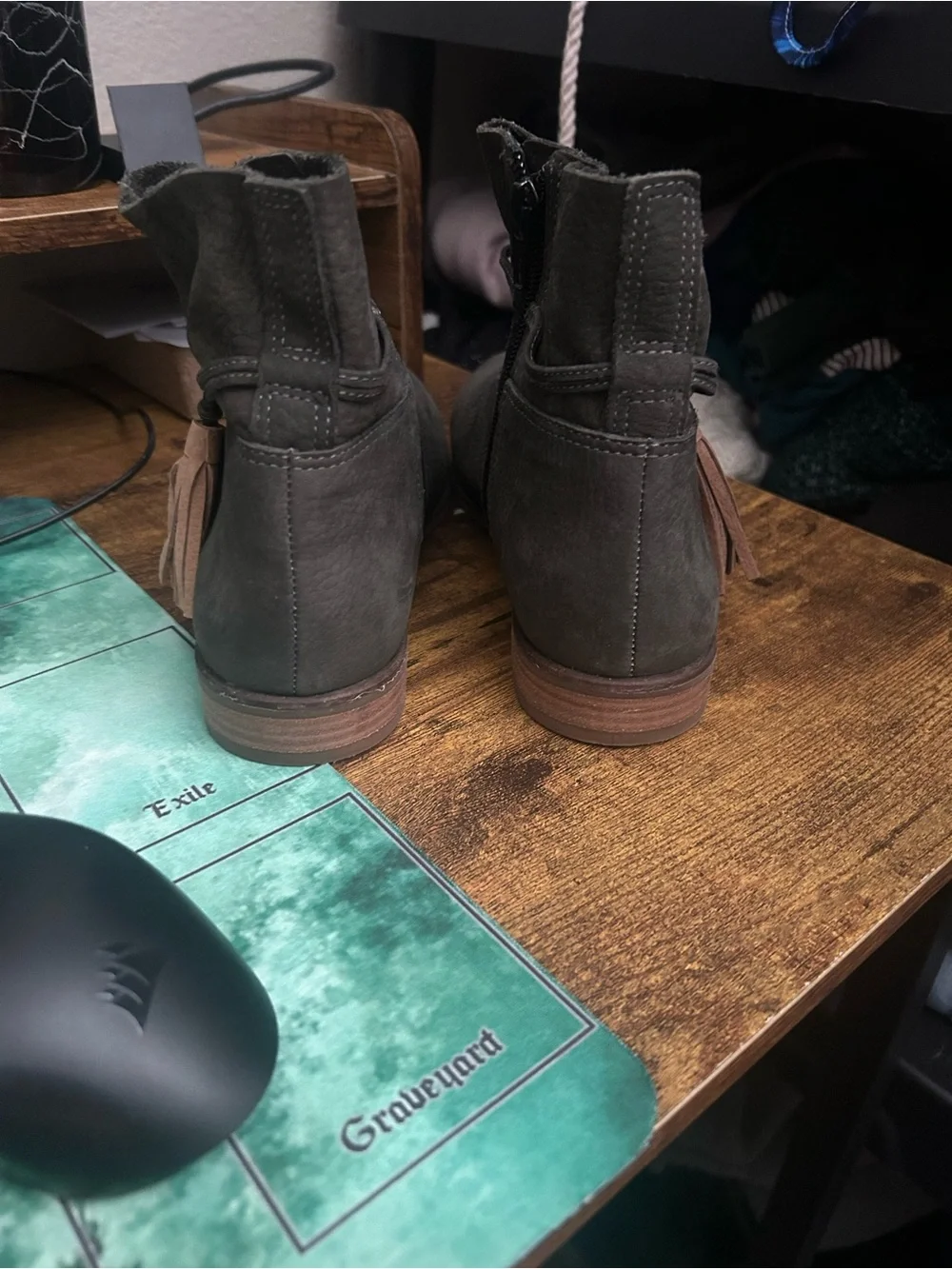 Lucky Brand Gray Suede Ankle Boots with Side Zipper women’s size 6